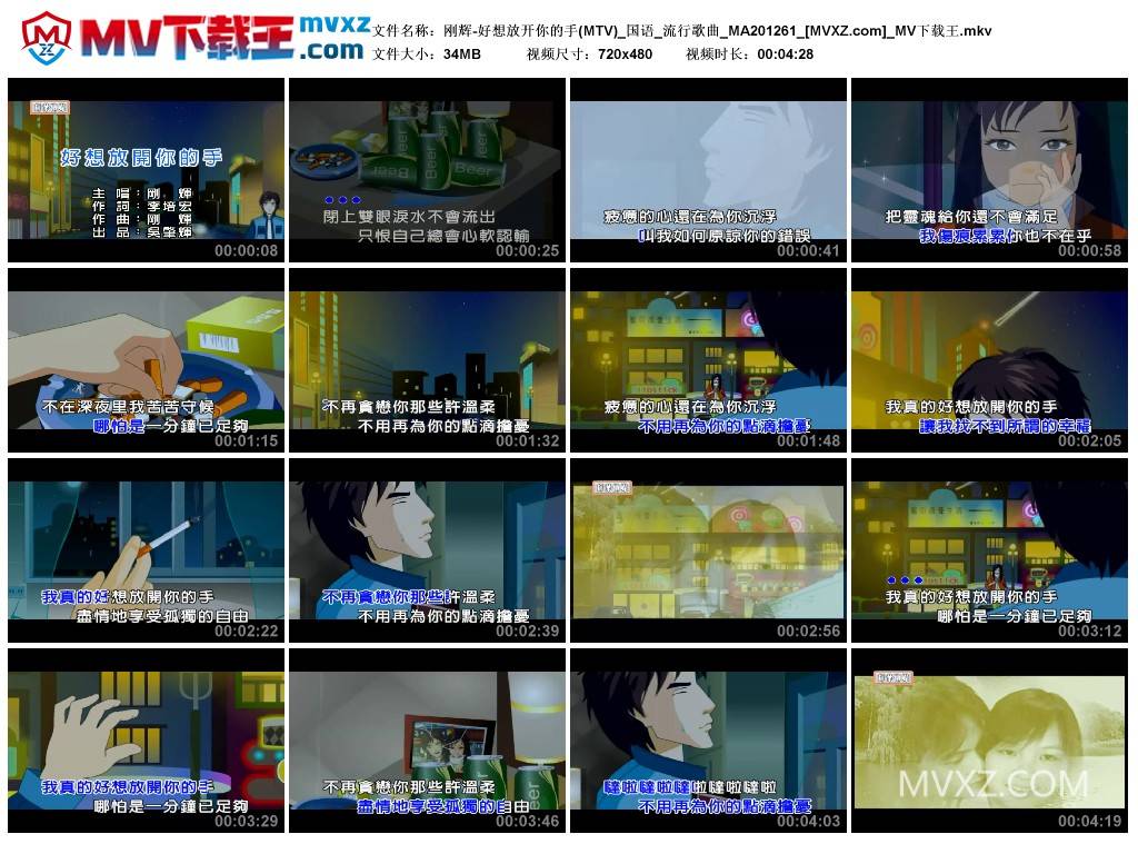 刚辉-好想放开你的手(MTV)_国语_流行歌曲_MA201261